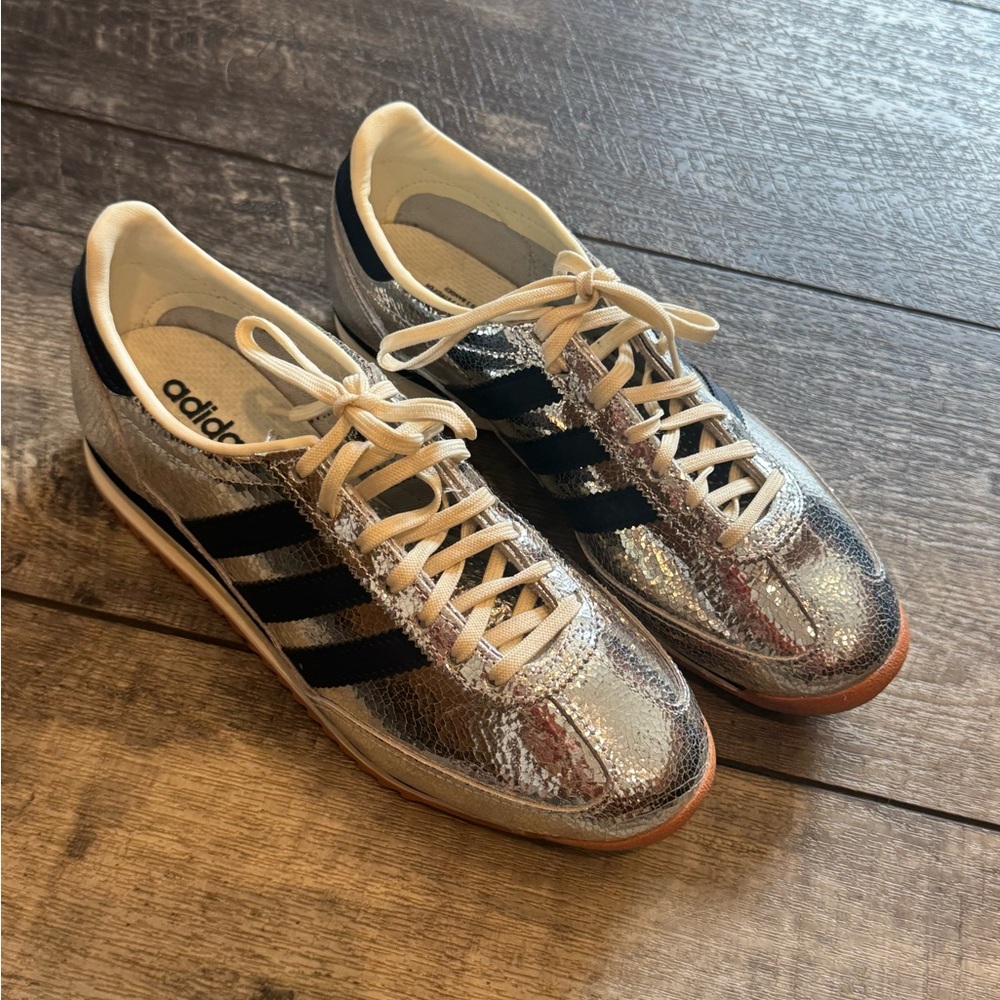 Adidas Silver and Navy Sneakers SL 72 0G W